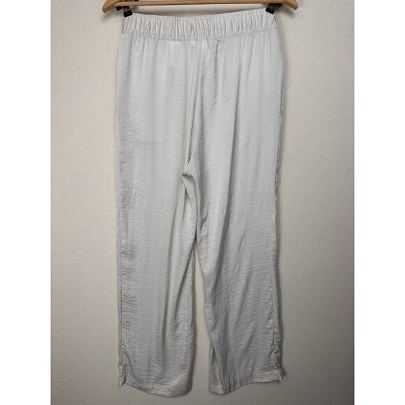 H&M Women’s Ivory Cream Drawstring Pants Sz M 100% Polyester Loose Fit Elastic - Picture 10 of 10